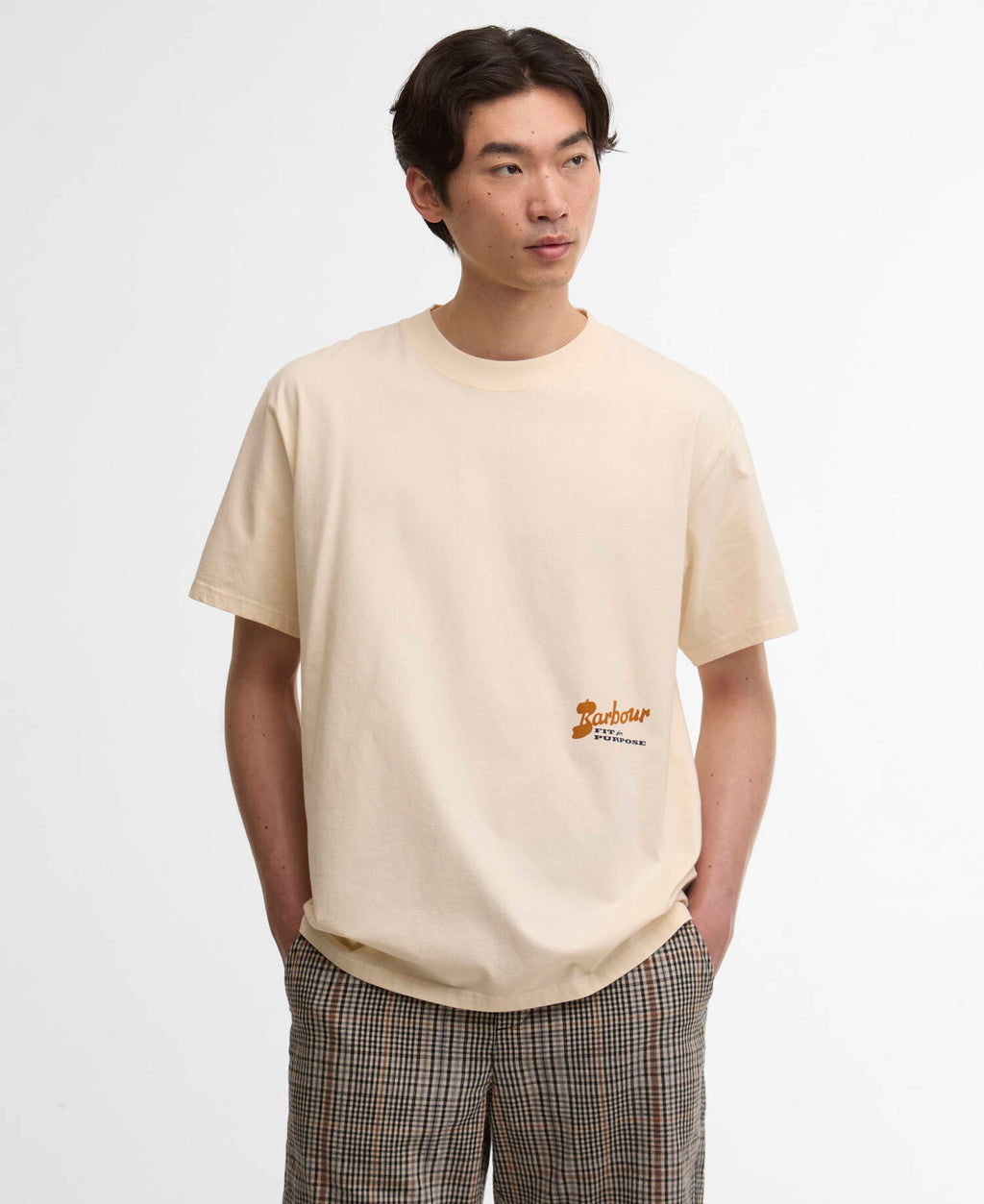 Barbour Terrain Oversized Graphic T-Shirt in Neutral, front view