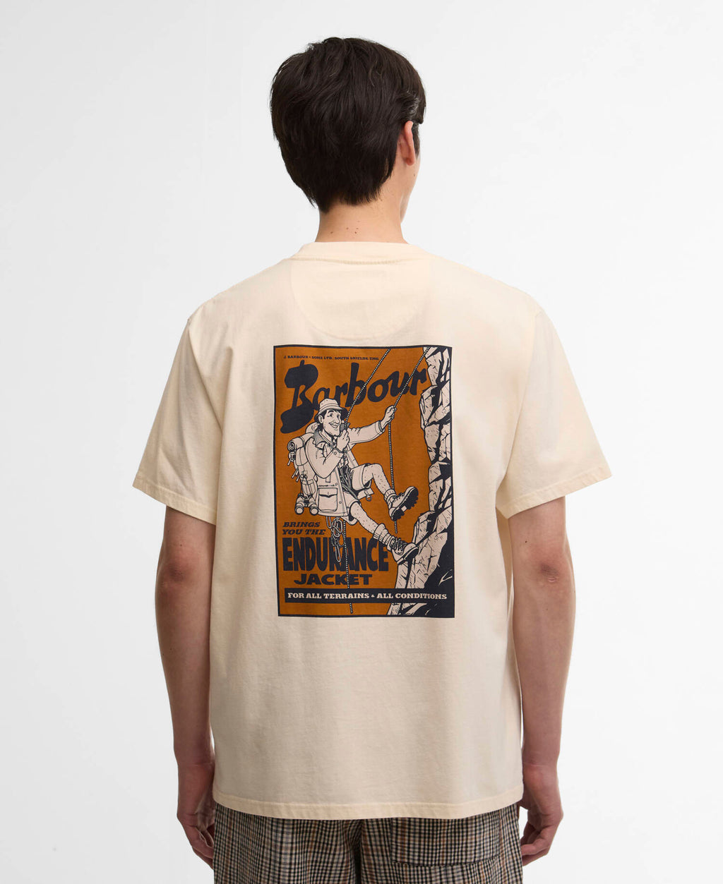 Barbour Terrain Oversized Graphic T-Shirt in Neutral, rear view