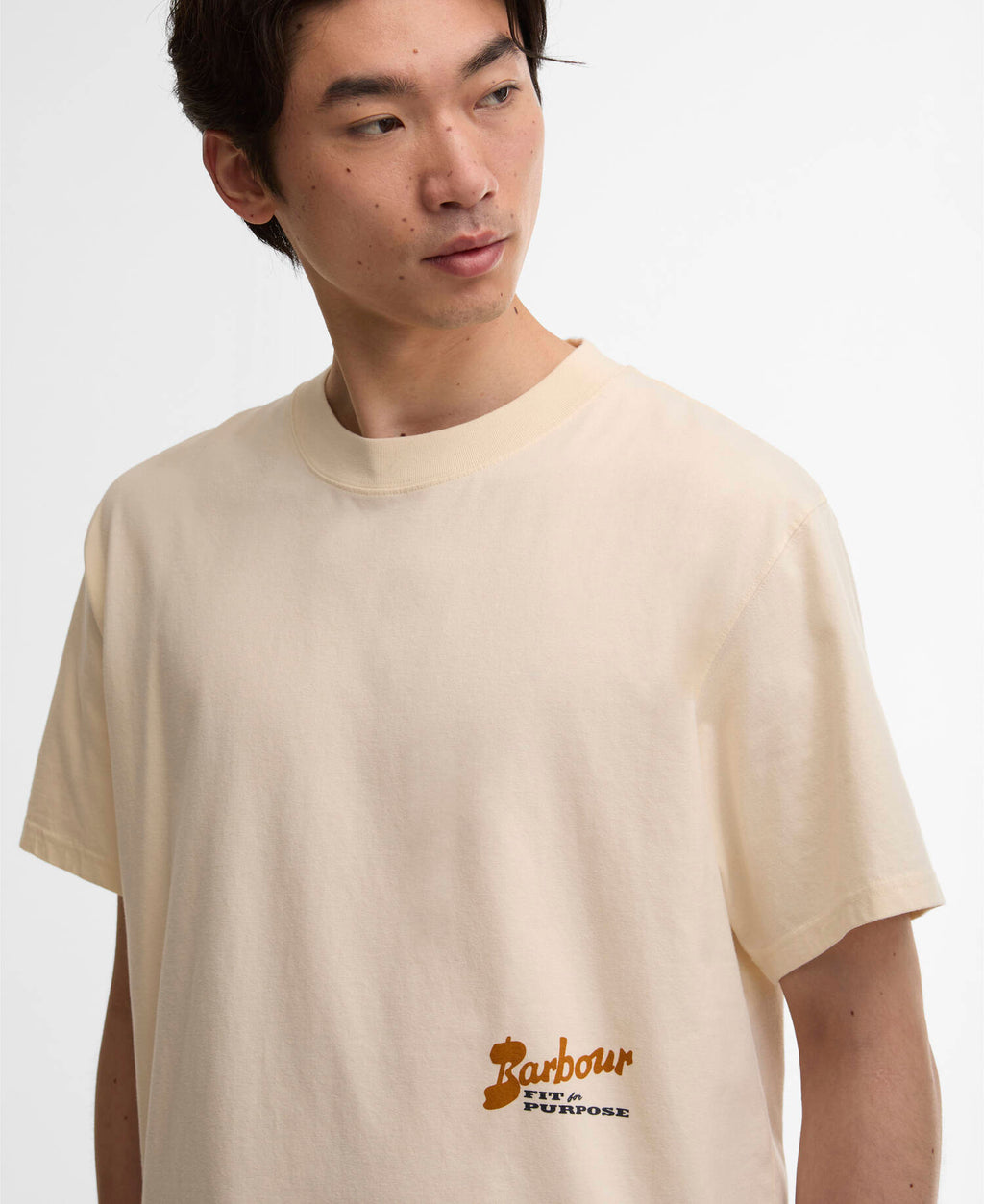 Barbour Terrain Oversized Graphic T-Shirt in Neutral, front graphic detail