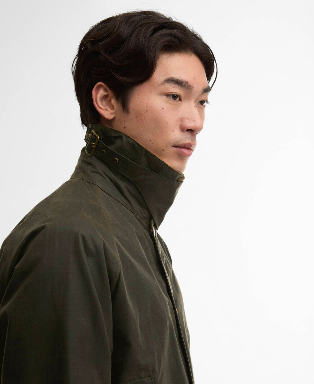 Barbour Modified Beaufort Spectator Wax Jacket in Archive Olive, pocket detail