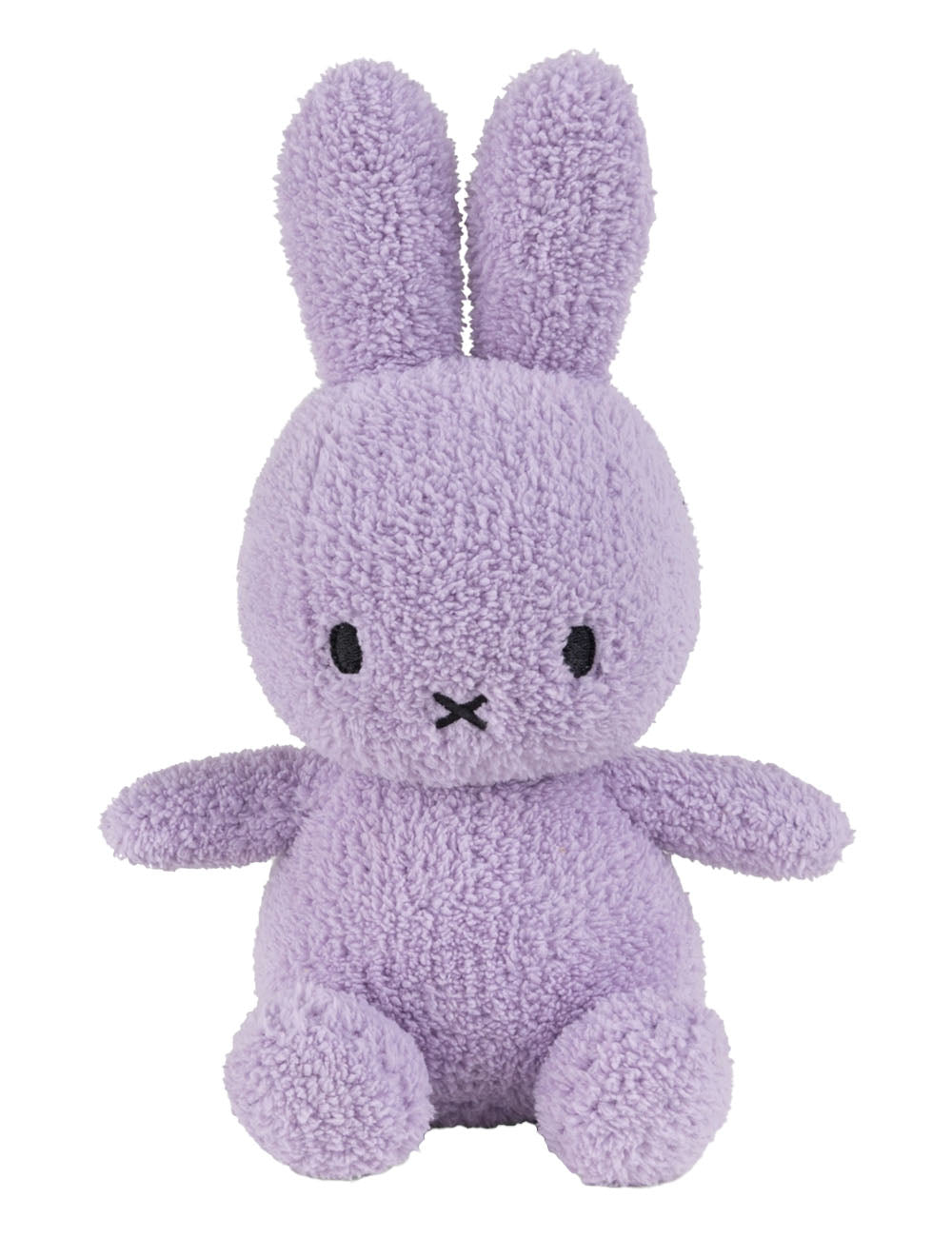 Purple plush bunny toy on a white background