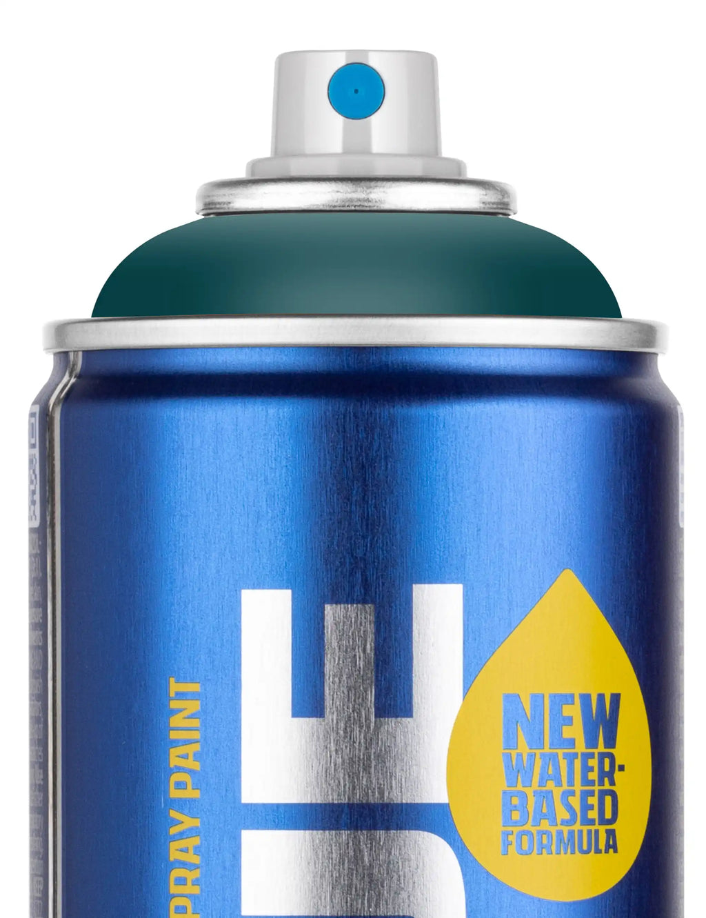 Water-based spray paint can top and label, blue finish, 400 ml