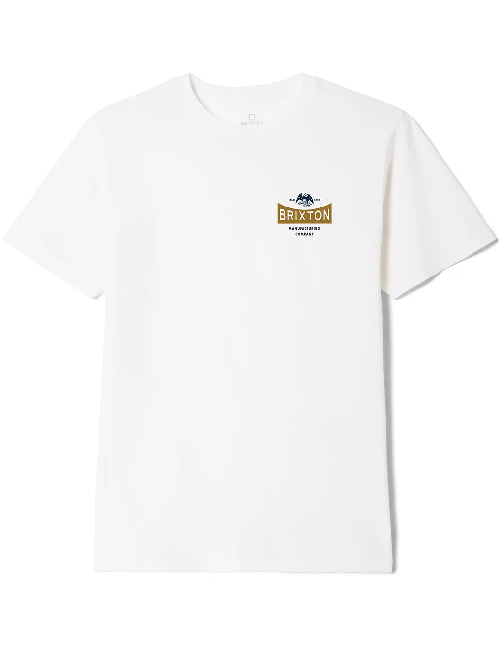 White crew-neck short-sleeve t-shirt with small chest Brixton logo print