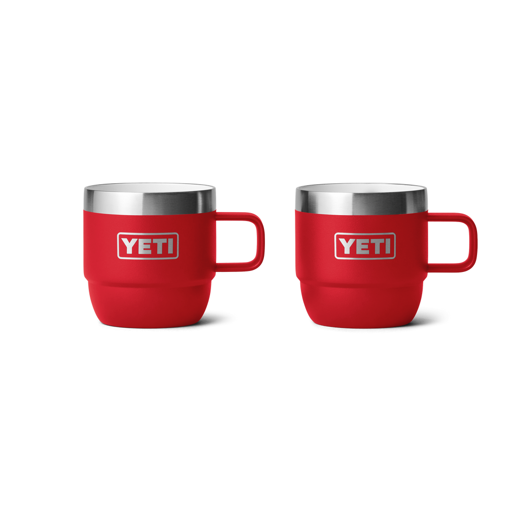 Red Rambler 6oz espresso mug set, two-pack with stainless lids and YETI logos