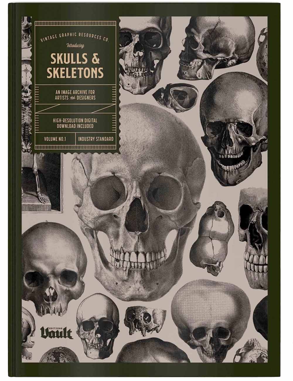 Book cover with skull illustrations and 'Vintage Graphic Resources Co' branding