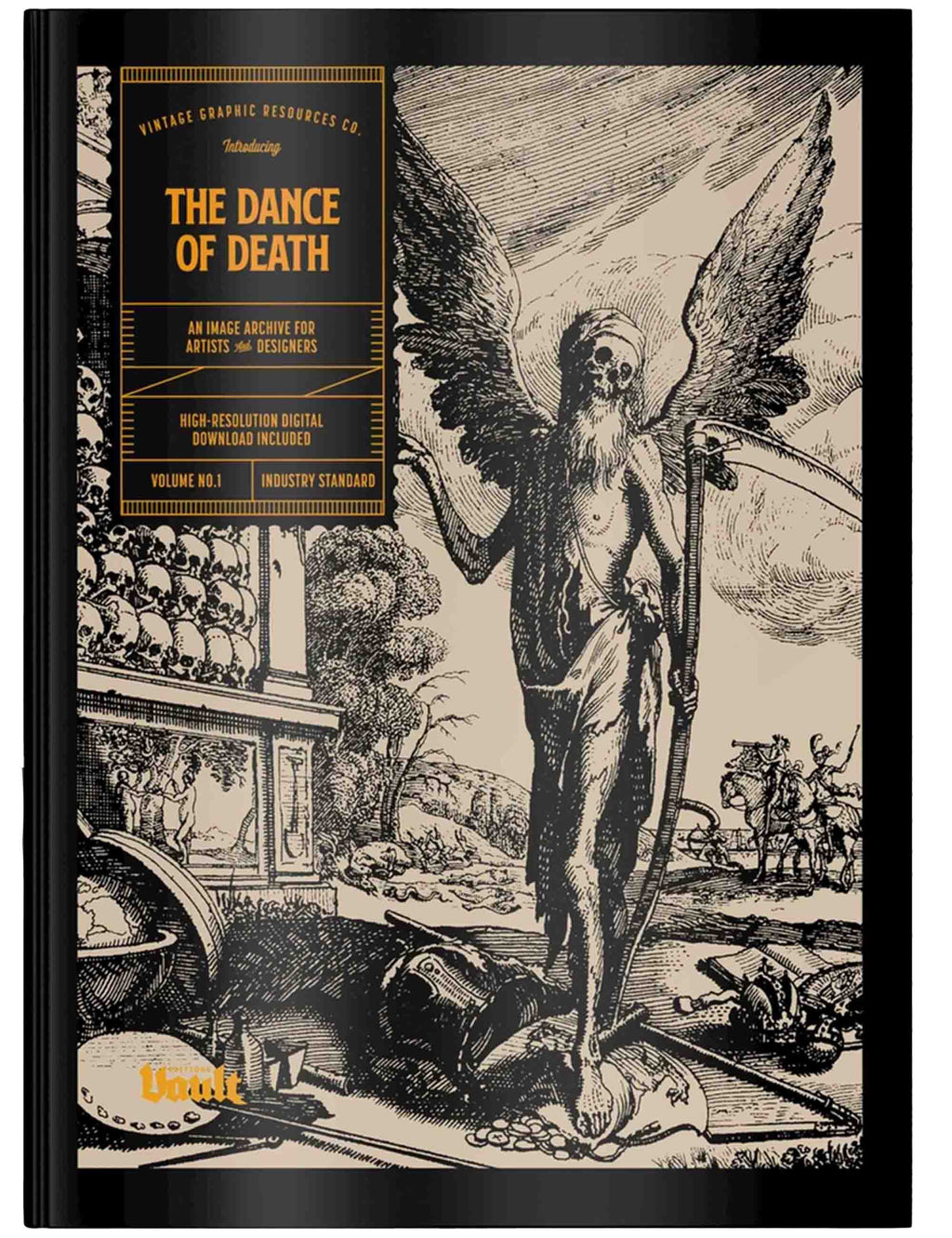 Book cover of 'The Dance of Death' with a black and white illustration of a winged skeleton.