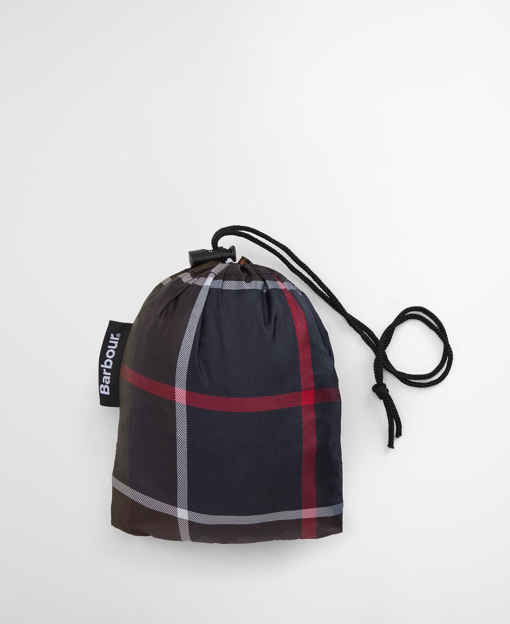 Barbour tartan showerproof poncho storage bag with drawstring cord