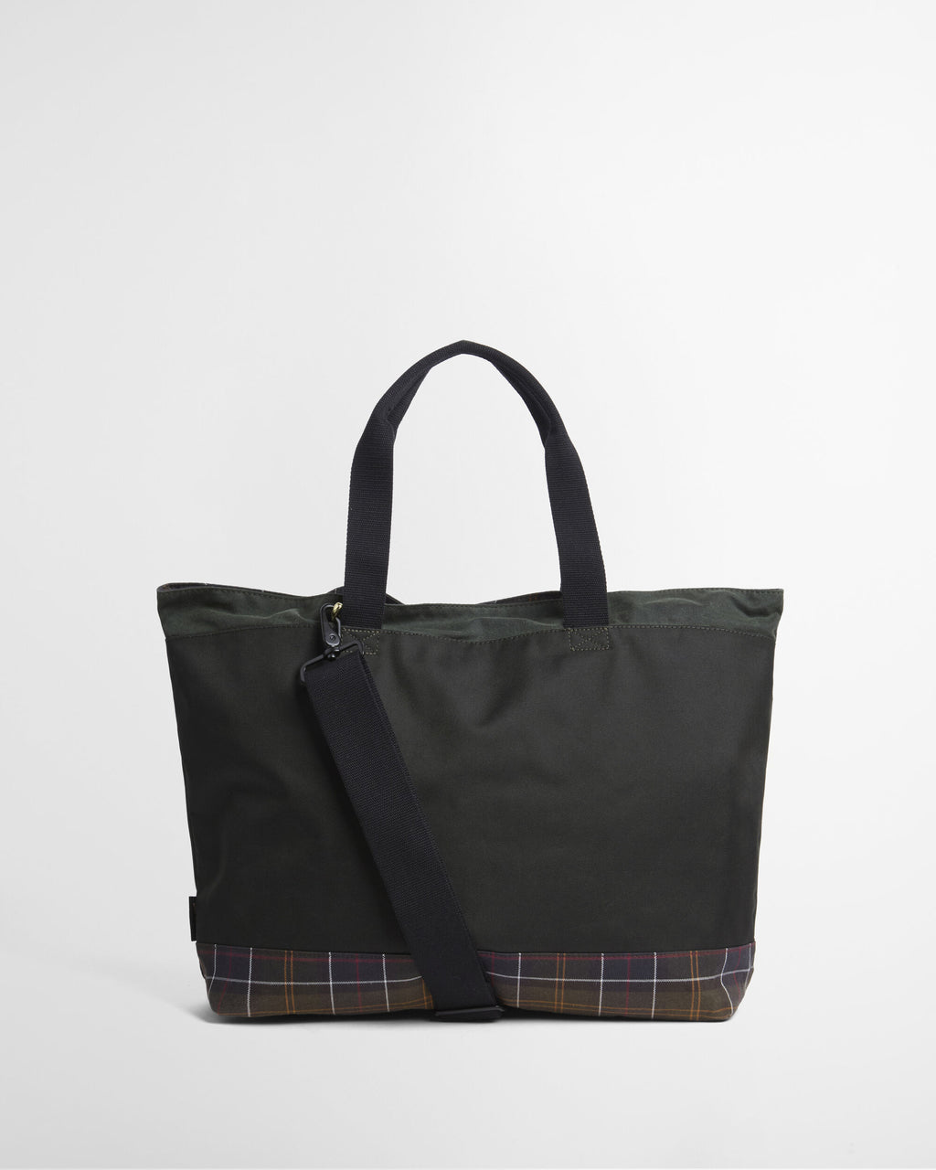 Barbour Field Wax Tote Bag in Sage/Classic, back view
