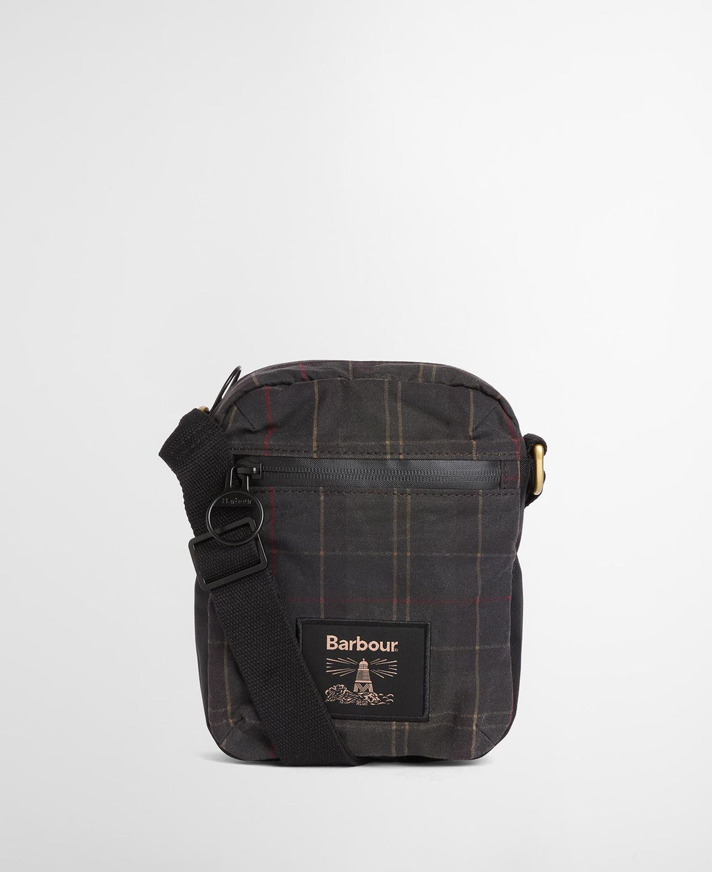 Barbour Field Tartan Wax Crossbody Bag in Dark Classic Tartan, front view
