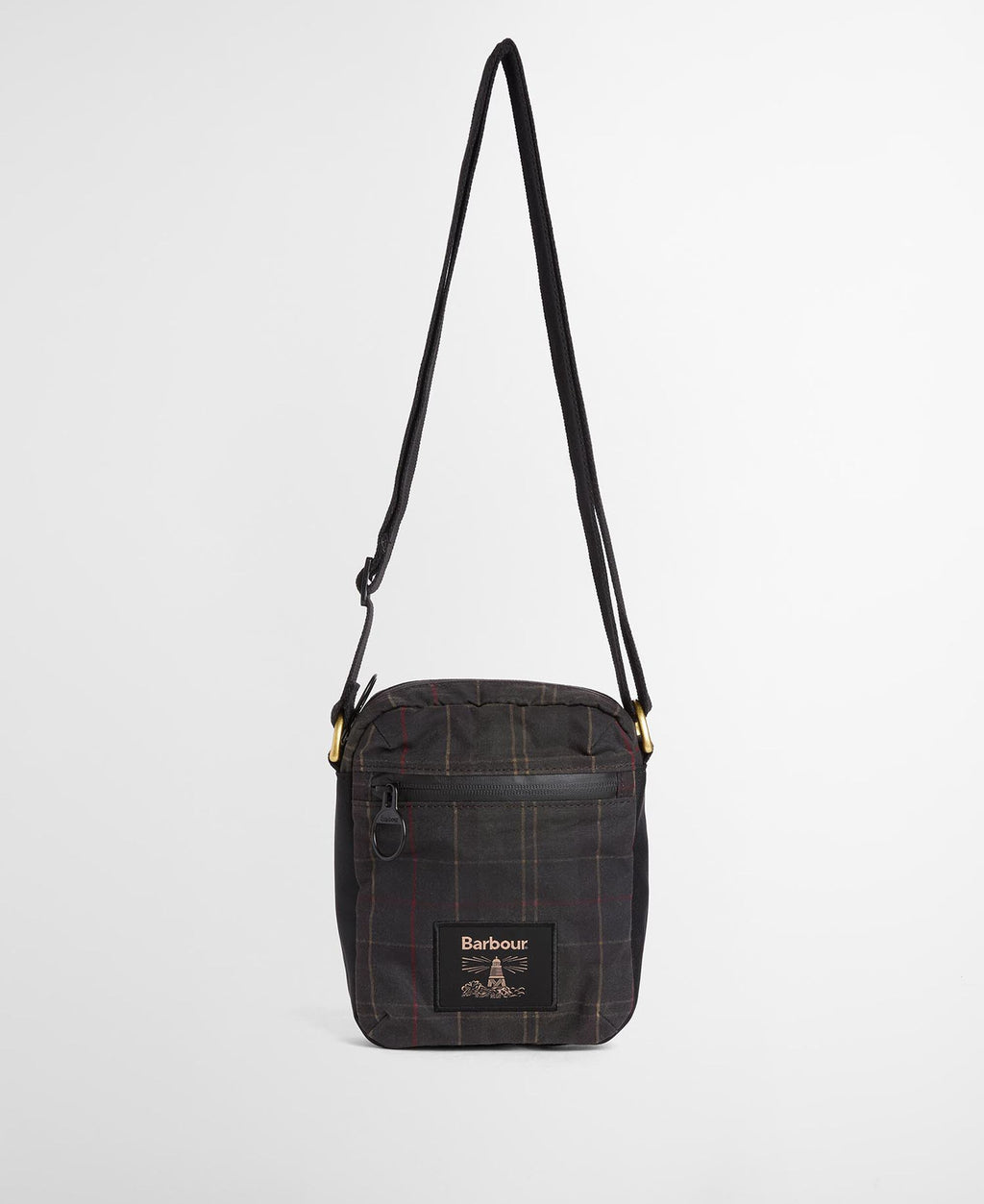 Barbour Field Tartan Wax Crossbody Bag in Dark Classic Tartan, detail