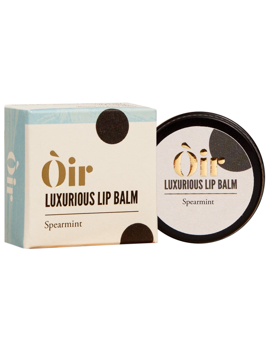 Spearmint lip balm box and matching black-lid tin set