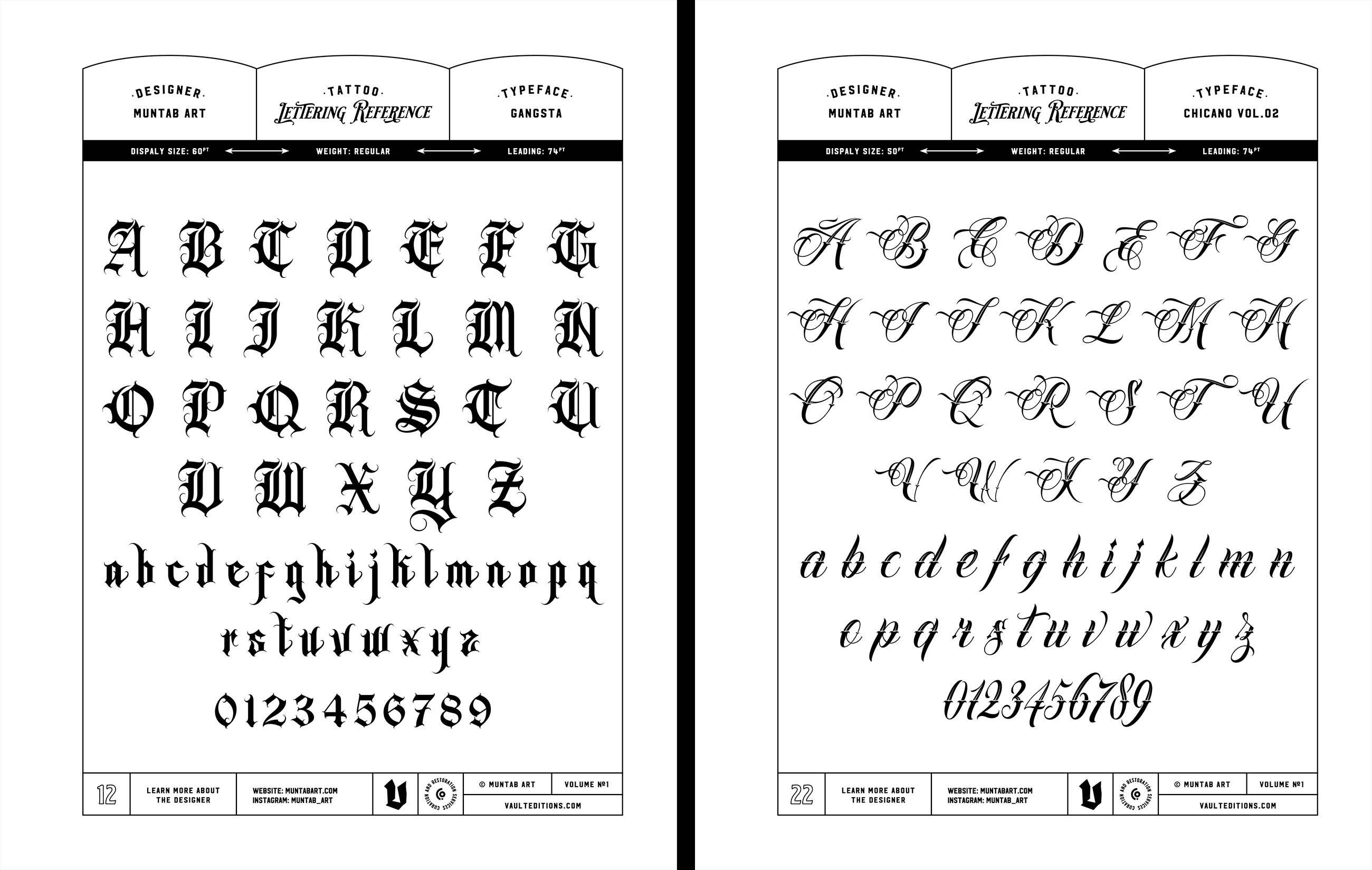 Tattoo Lettering Inspiration Reference Book by Kale James