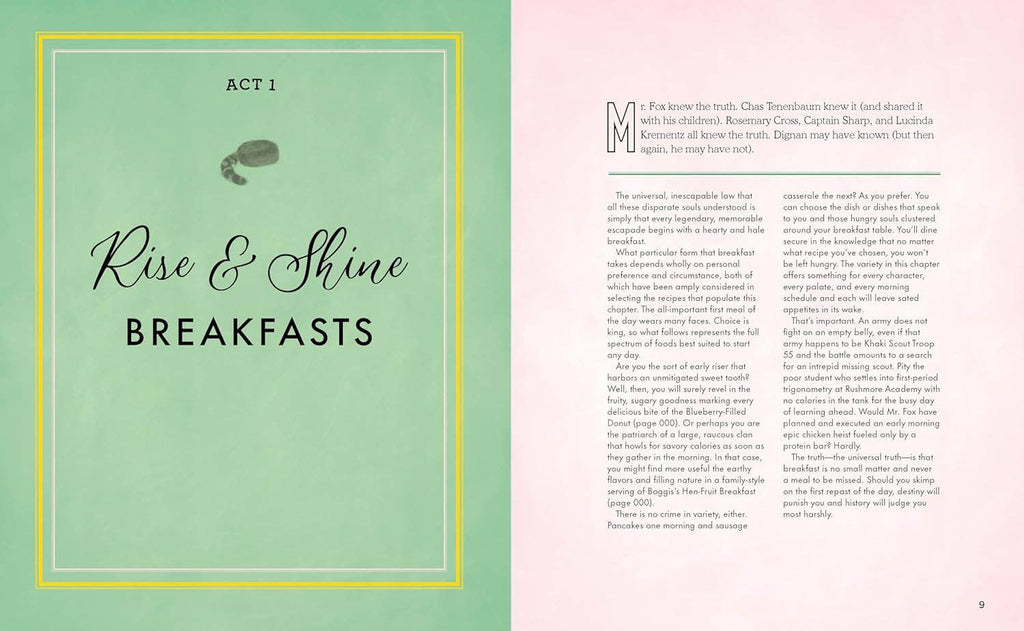 Cookbook page titled 'Rise & Shine' with 'Breakfasts' subtitle