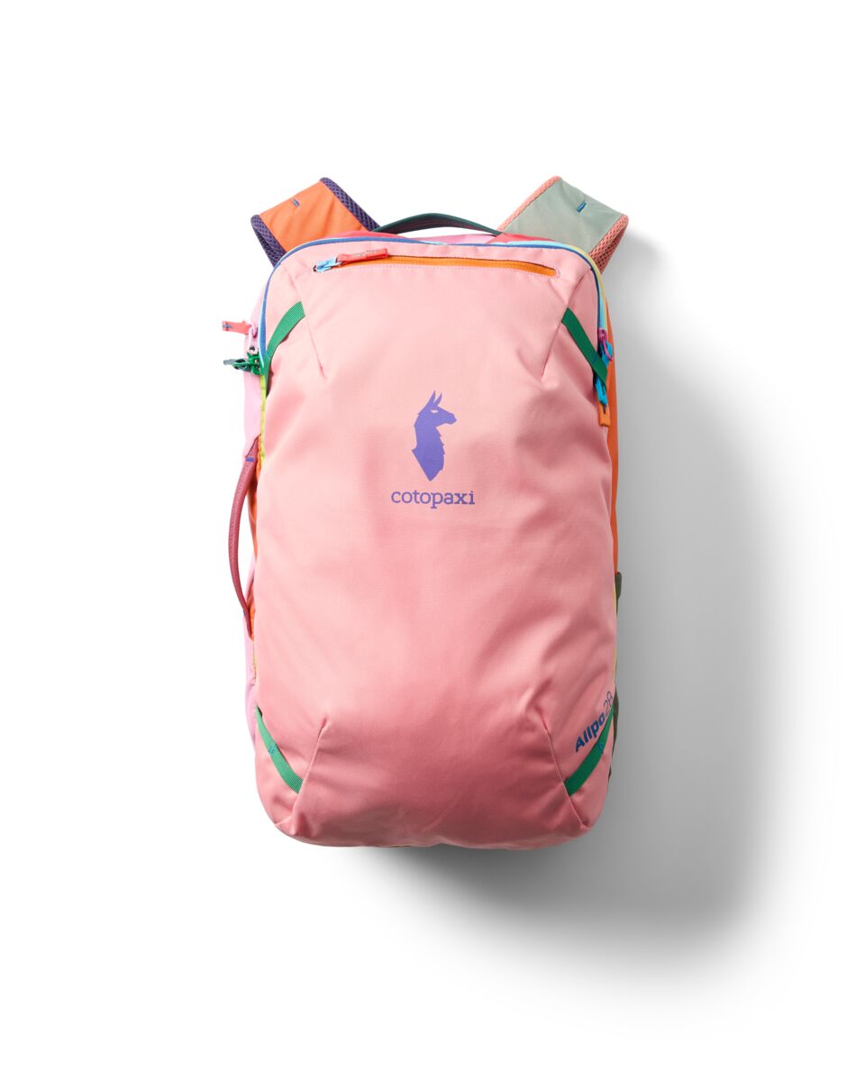 Cotopaxi Allpa 28L Travel Pack in Del Dia colourway, front angled view