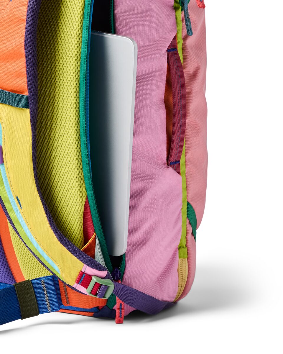 Cotopaxi Allpa 28L Travel Pack in Del Dia colourway, side detail