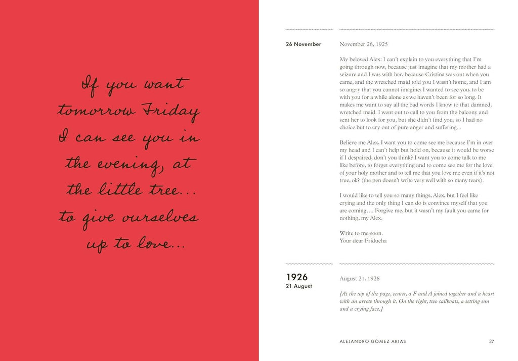 Love Letters letter spread with handwritten script on the left and typed text on the right.