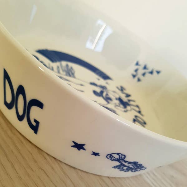 Salty Old Sea Dog Hand Decorated Dog Bowl: Large
