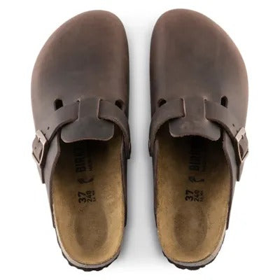 Birkenstock Women's Boston Leather Mules - Oiled Habana Brown (Narrow Fit)