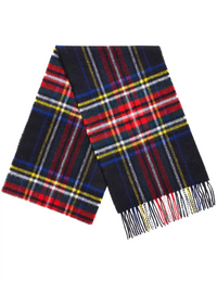 Black Stewart Merino Wool Tartan Scarf