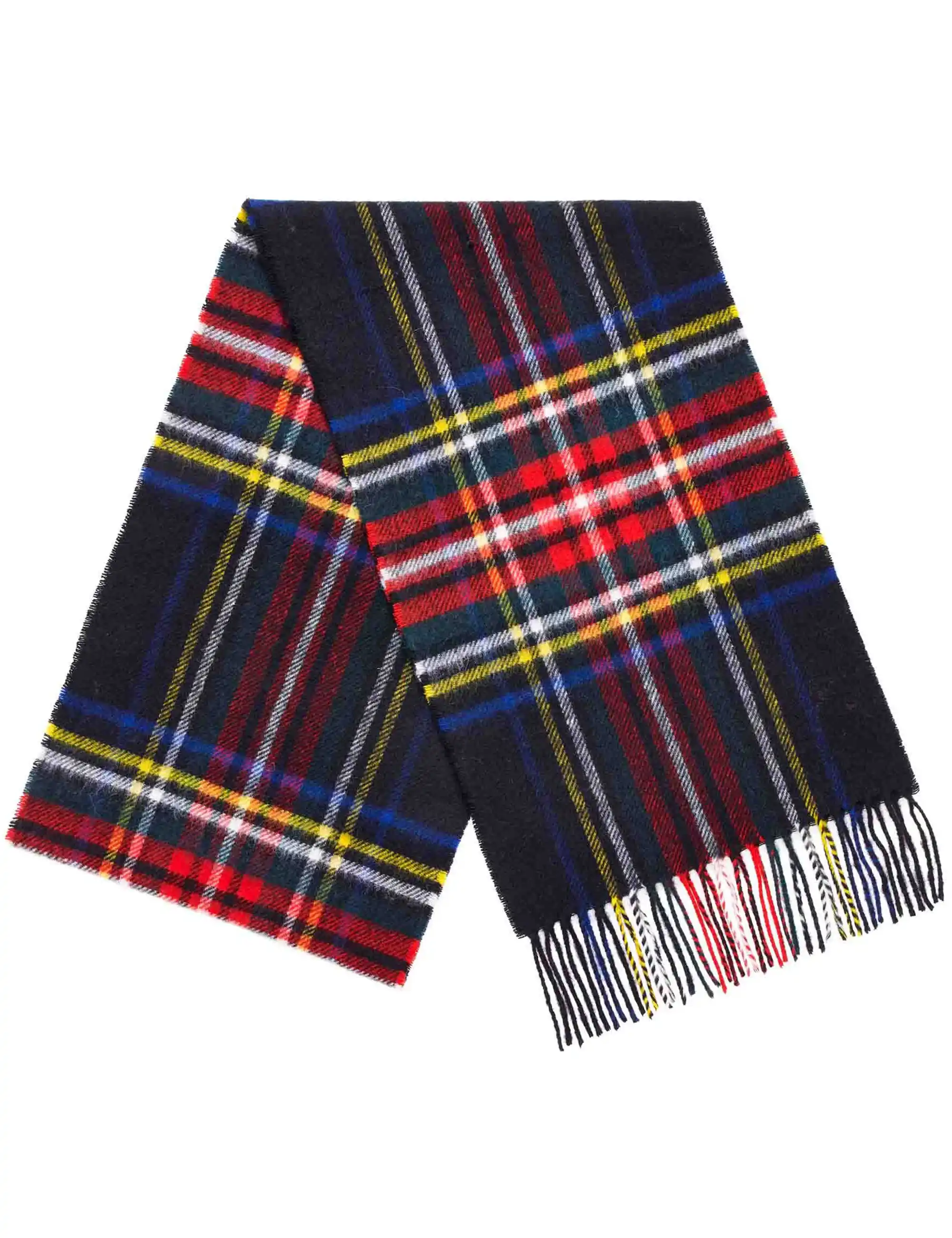 Bronte by Moon Black Stewart Merino Wool Tartan Scarf