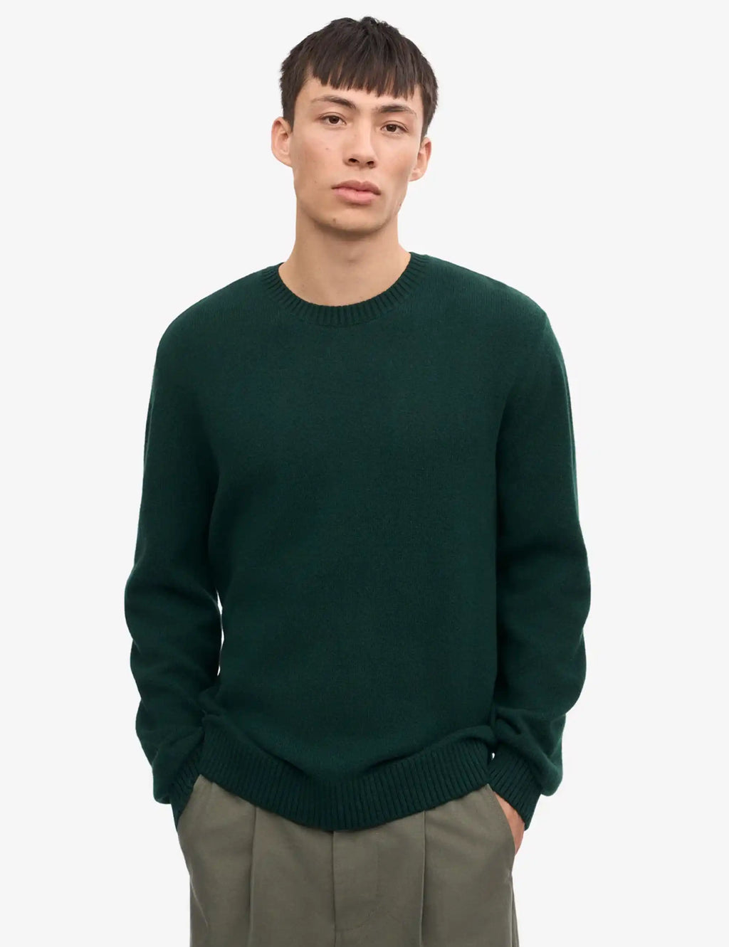 Classic Merino Wool Crew Sweater - Emerald Green