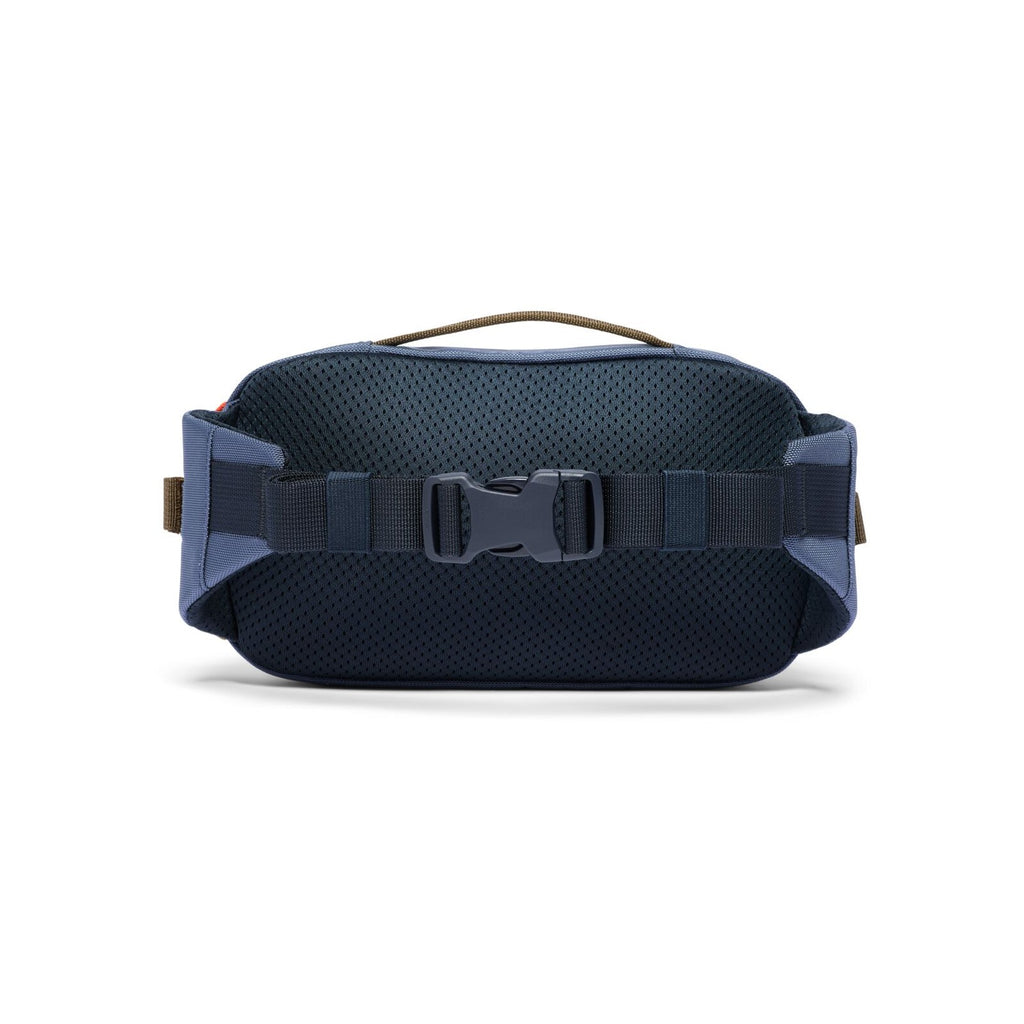 1.5L hip pack back with dark textured panel, two buckled straps, carry handle
