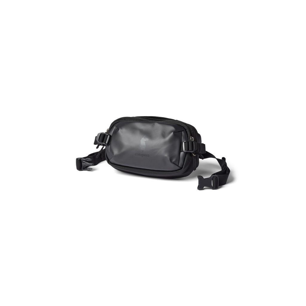 Black hip pack with front zip pocket and adjustable waist strap