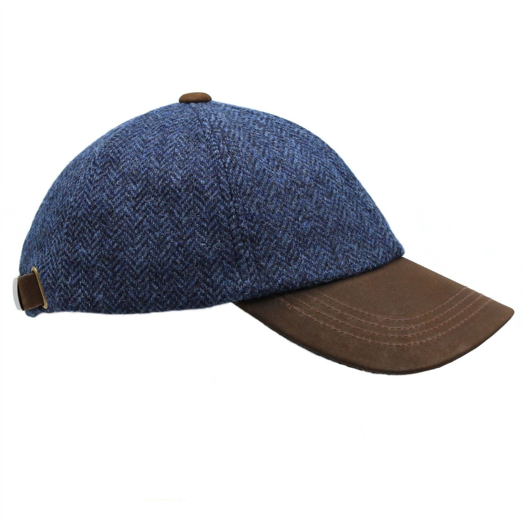 Heather Hats & Accessories Sutton Tweed Baseball Cap ZH105: Navy Herringbone