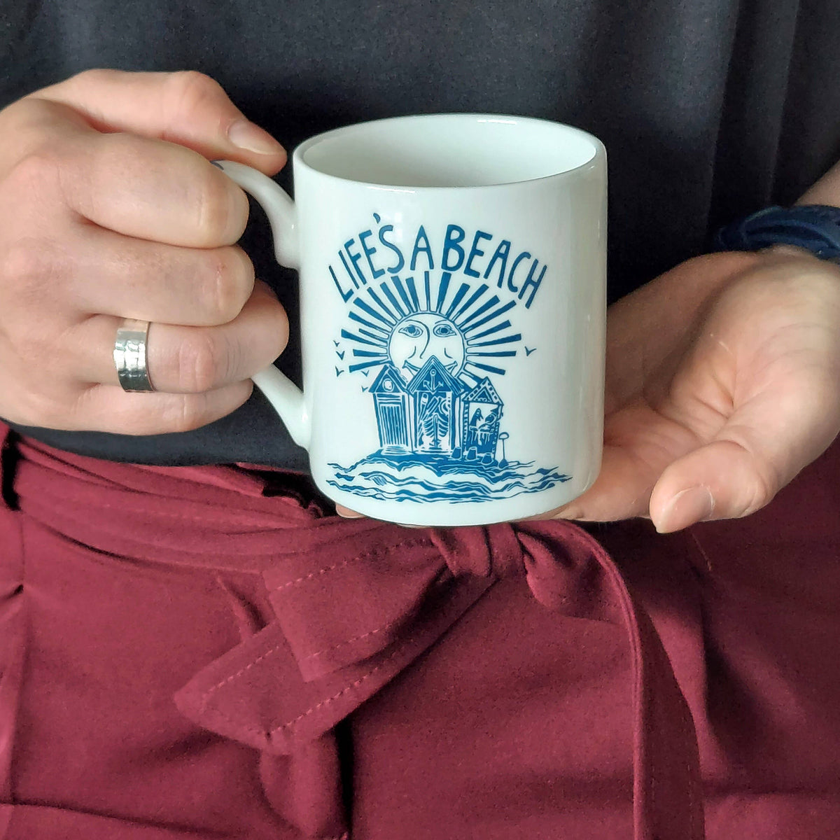 Port and Lemon Life’s a Beach Hand Decorated Bone China Mug