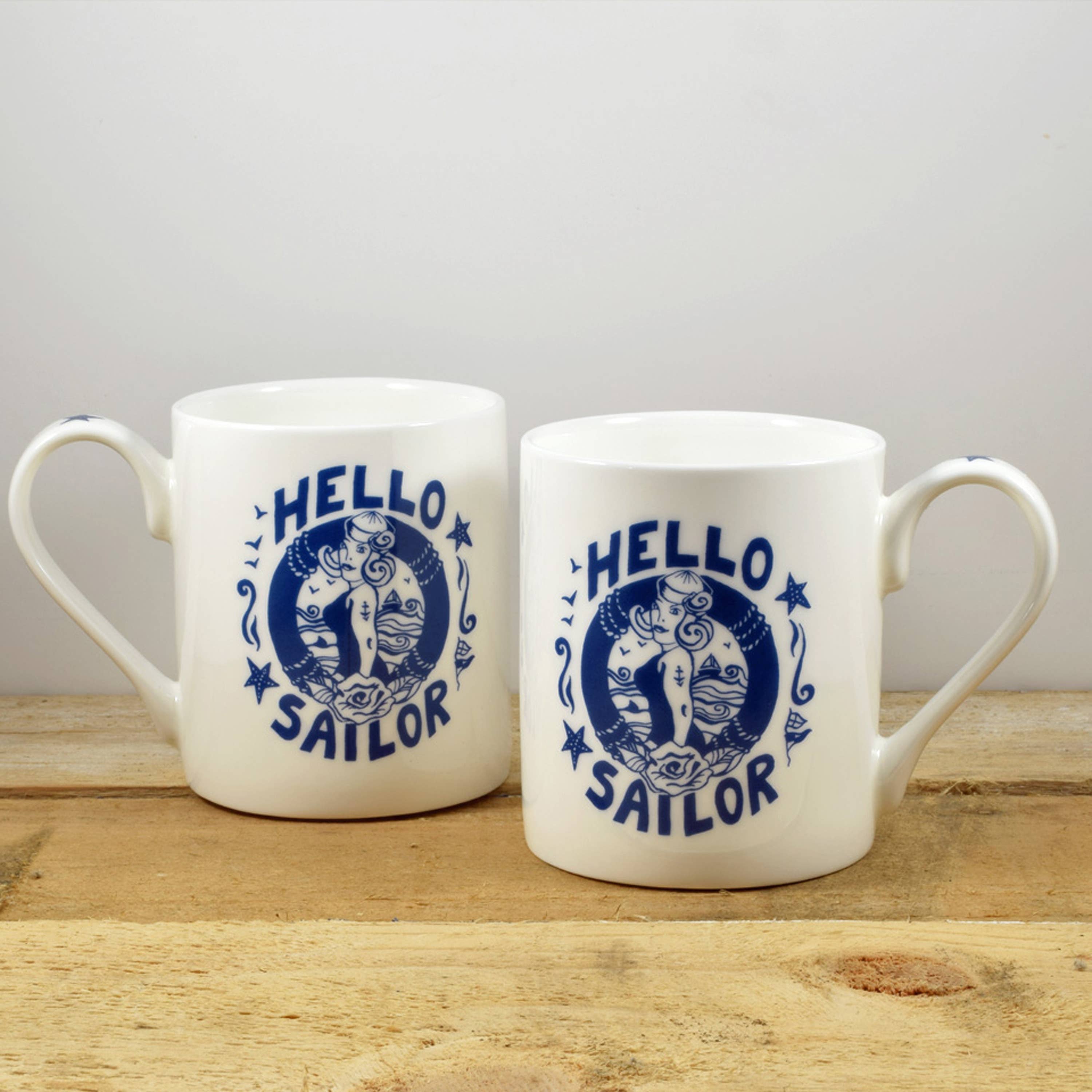 Hello Sailor Hand Decorated Bone China Mug