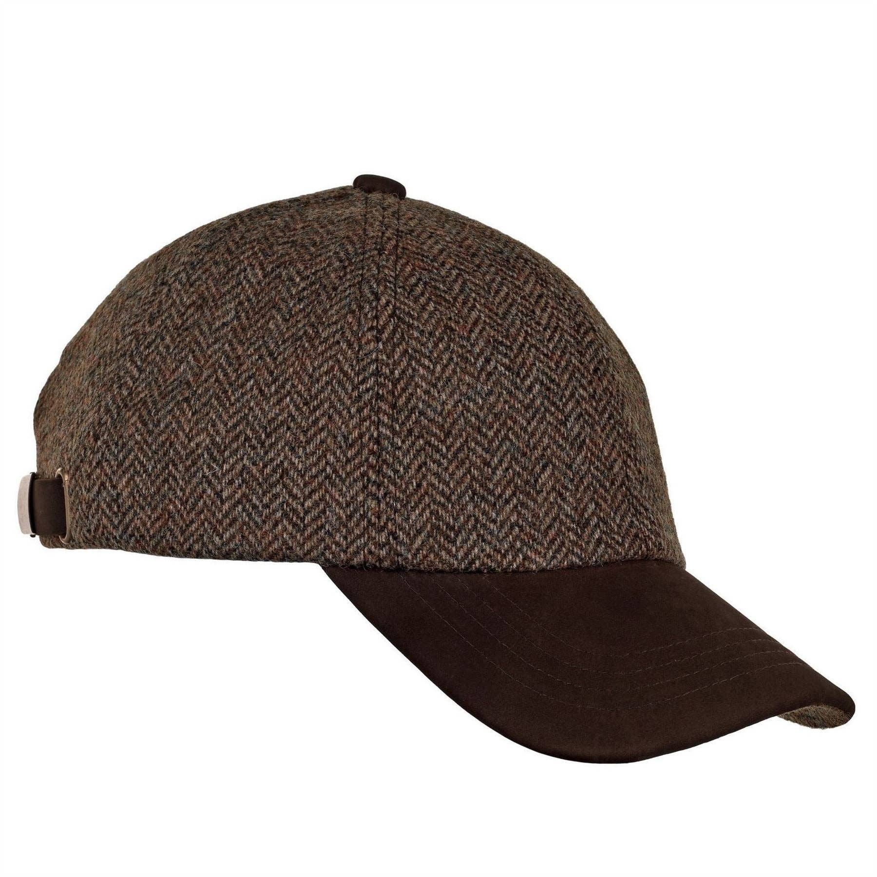 Heather Hats & Accessories Sutton Tweed Baseball Cap ZH105: Chocolate Herringbone