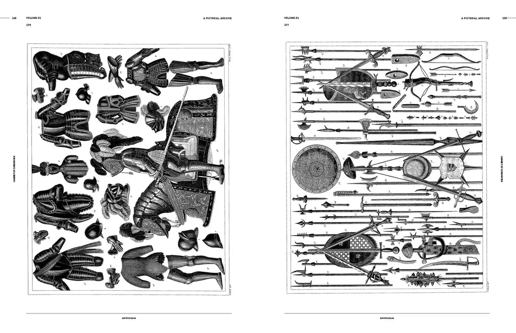 Open book with black-and-white vintage diagram plates