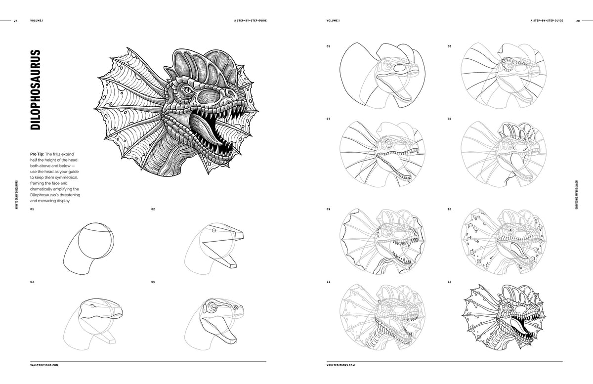 Vault Editions UK How to Draw Dinosaurs, a Step by Step Guide for Beginners