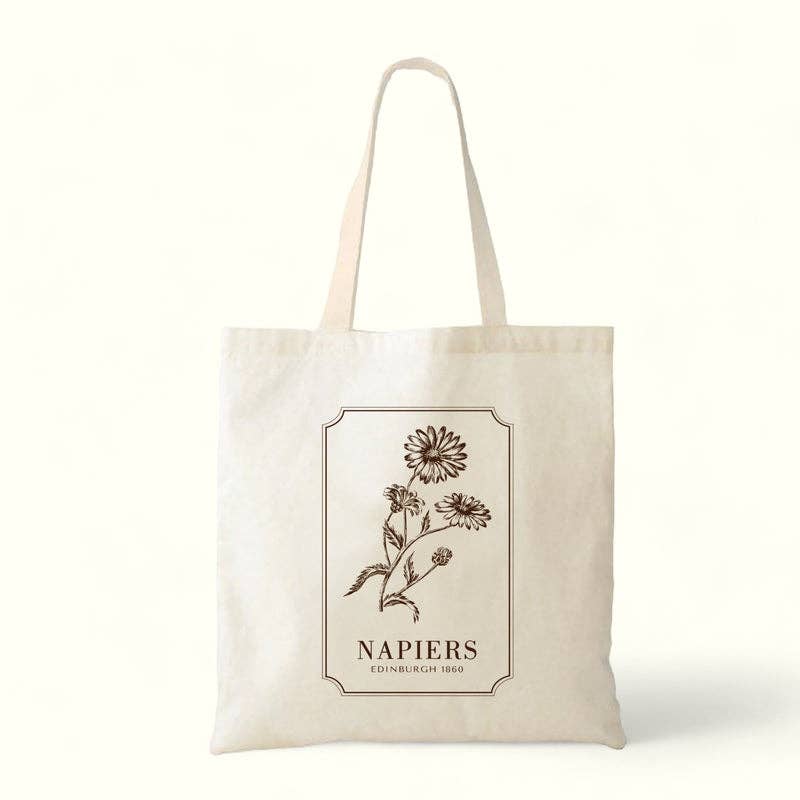 Napiers Printed Tote Bag - Botanical Design: Botanical Illustration - Pomegranate