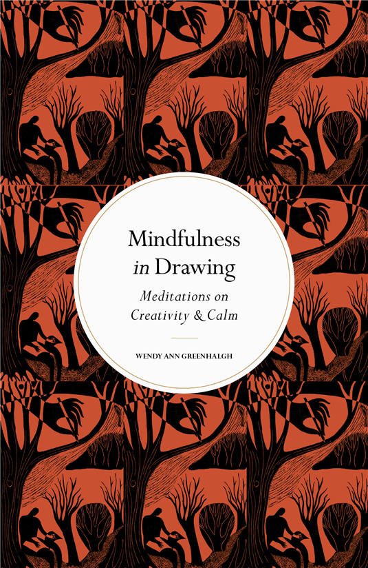 Mindfulness in Drawing book cover with circular title medallion on patterned background
