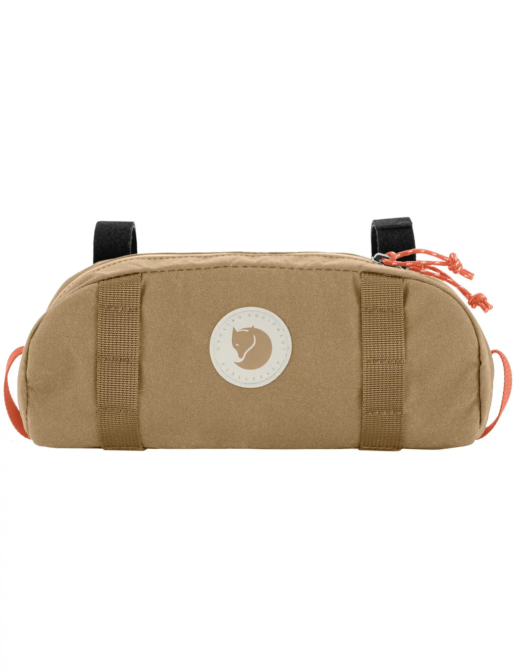 Clay handlebar pocket bag with logo patch and two wide hook-and-loop straps