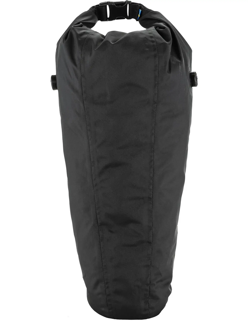 Black waterproof seat dry bag with roll-top opening