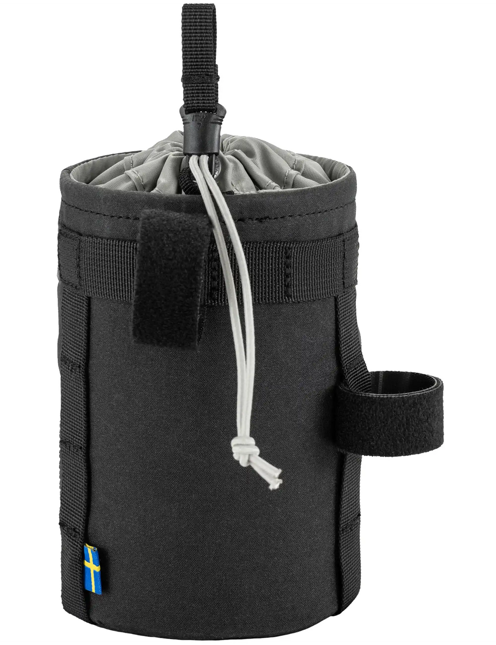 Hoja snack bag with drawstring top closure and wide strap, black front pocket