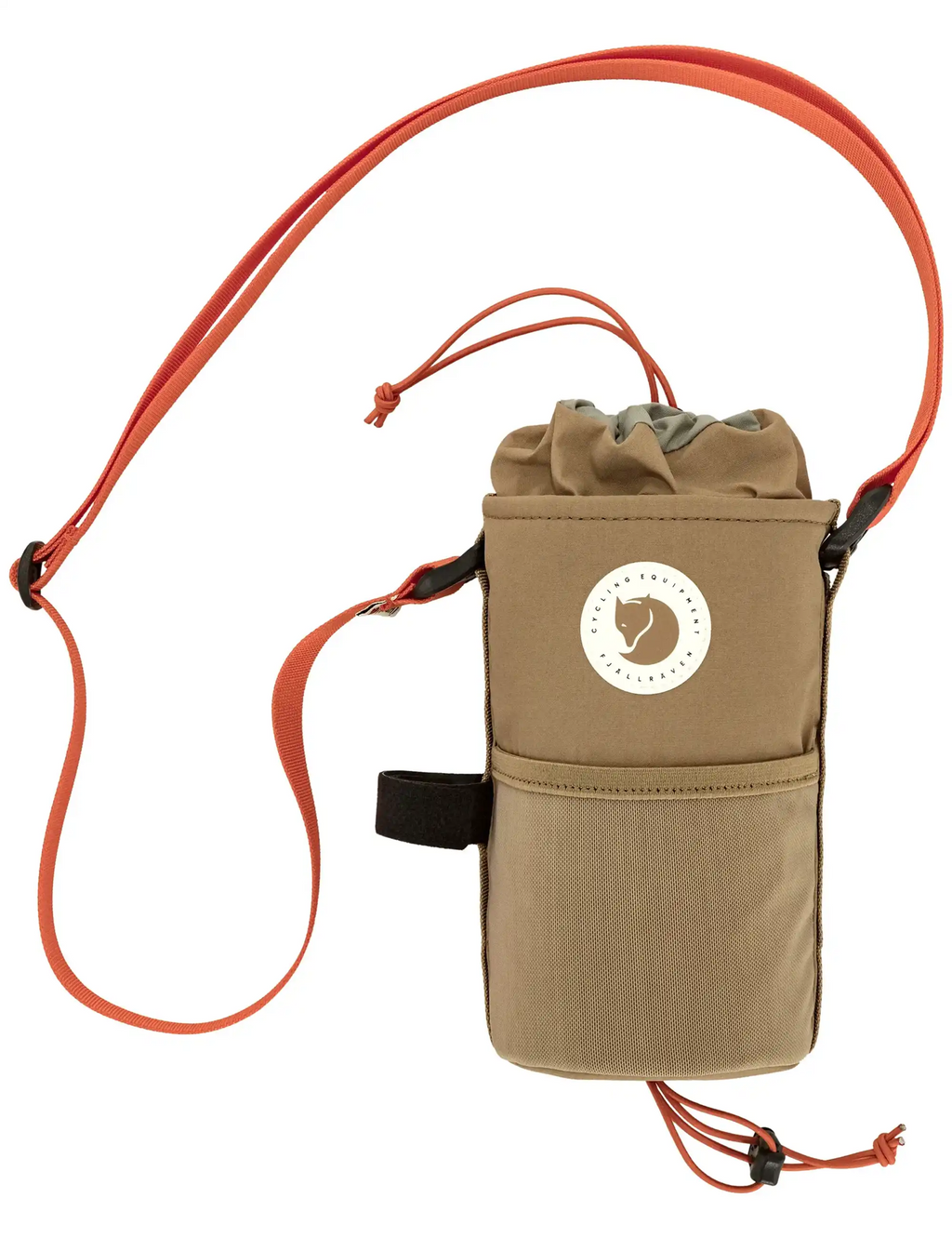 Hoja large snack bag in clay with orange crossbody strap and front logo patch