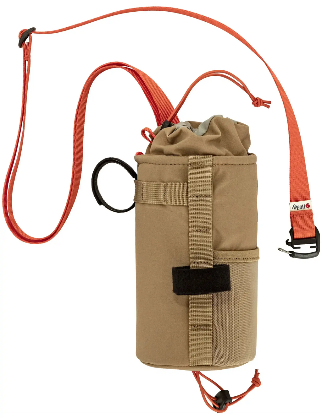 Hoja large snack bag in clay with top drawstring and side straps, includes keyring