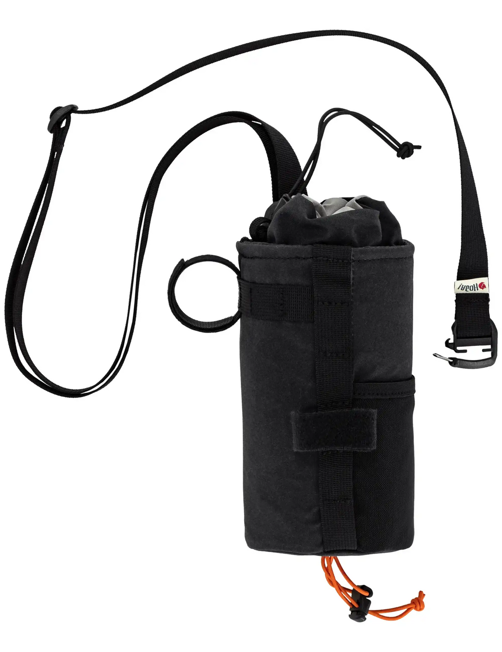 Black large snack bag with webbing trim, belt loop, and open top pocket