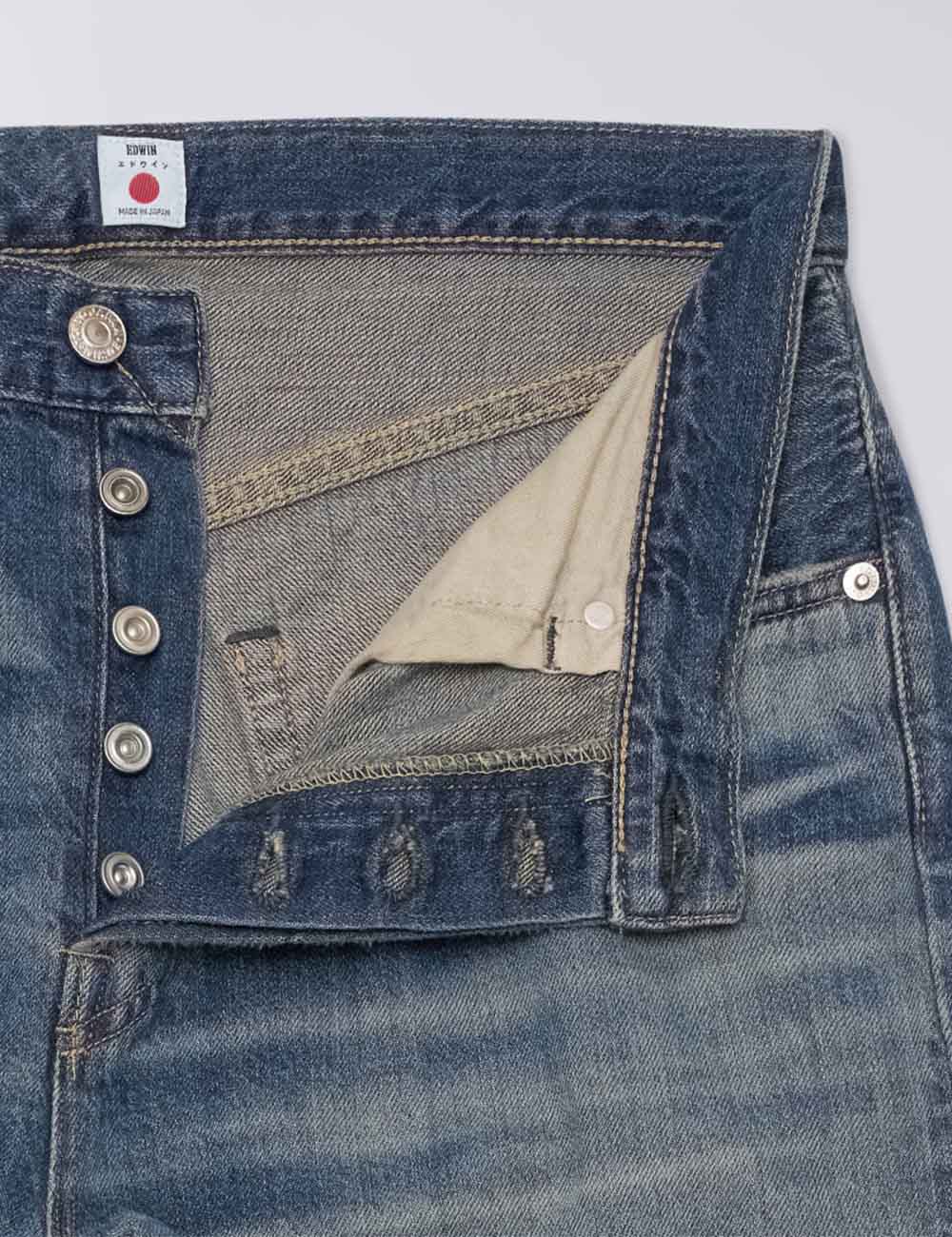 Edwin Jeans Wide Red Selvedge Jeans - Blue, Dark Used Wash