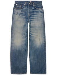 Wide Red Selvedge Jeans - Blue, Dark Used Wash