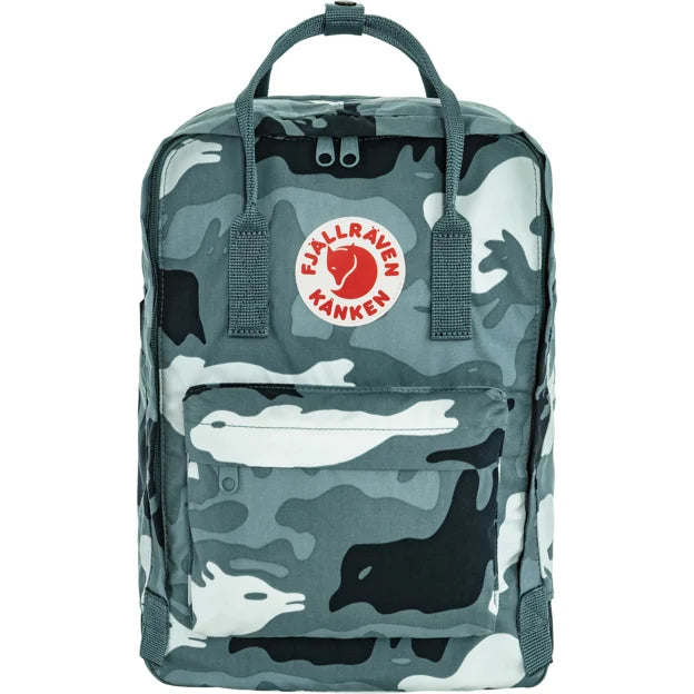 Fjällräven Kånken laptop backpack in blue-gray hidden animal camouflage