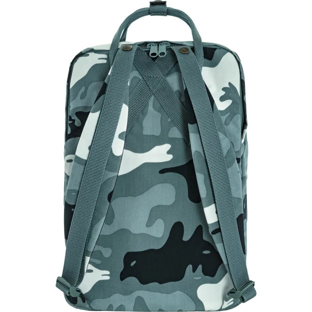 Camouflage laptop backpack with adjustable shoulder straps and top carry handle