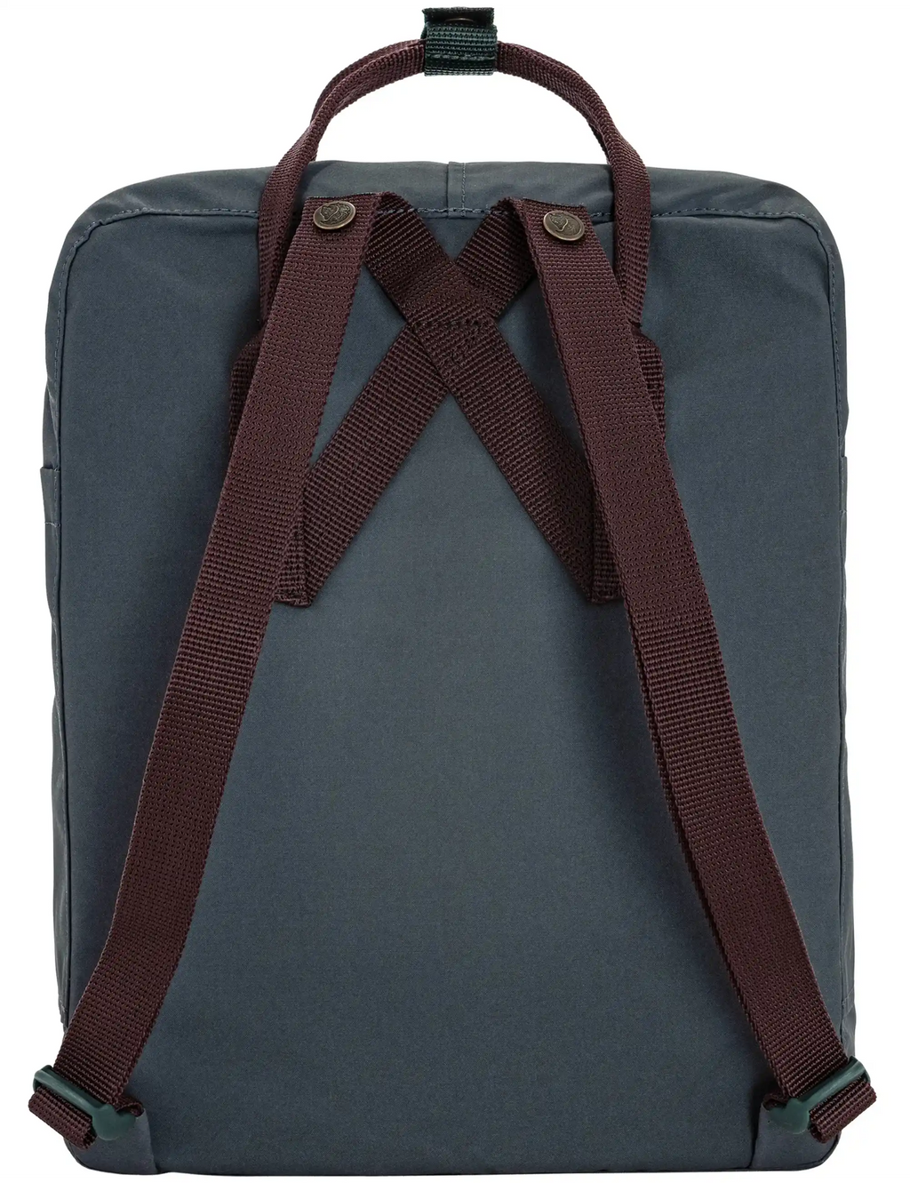 Kanken Koncept backpack, dark gray back panel with burgundy shoulder straps