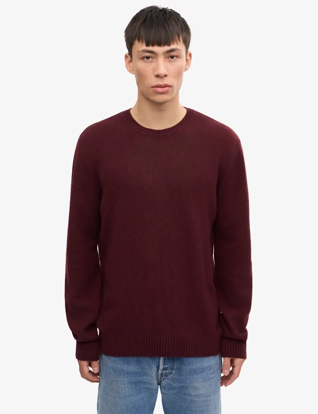 Classic Merino Wool Crew Sweater - Oxblood Red