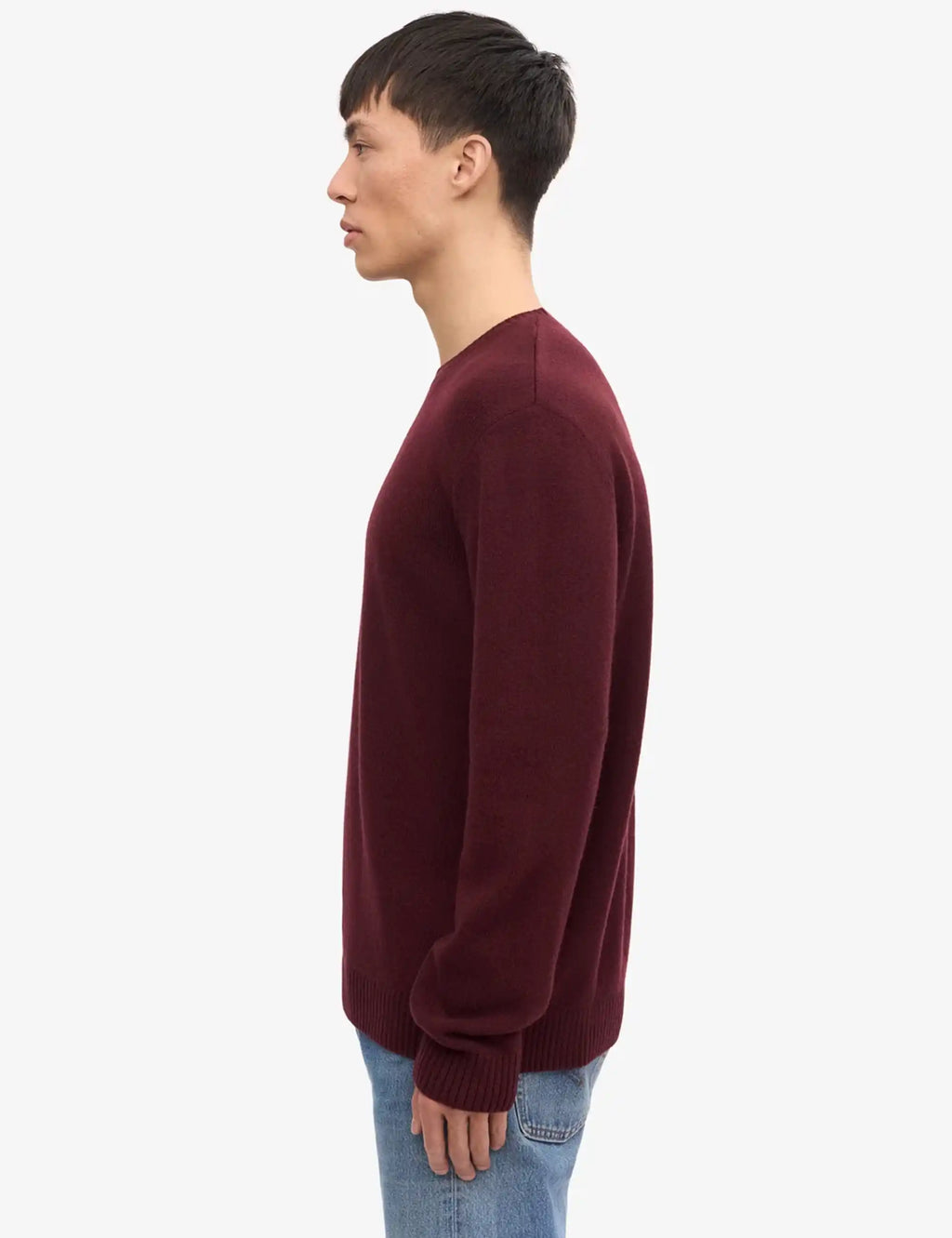Classic Merino Wool Crew Sweater - Oxblood Red