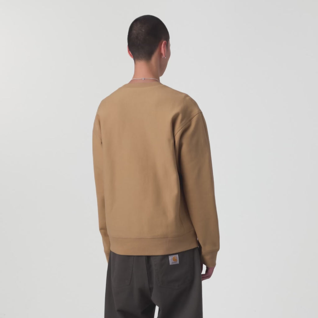 Carhartt WIP American Script Sweatshirt - Dusty H Brown video