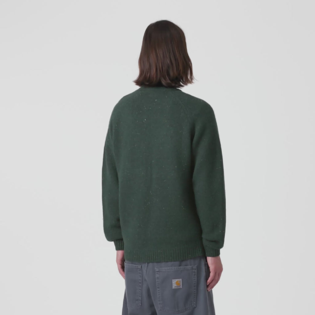 Anglistic Knit Crew Sweater - Speckled Dark Scarab